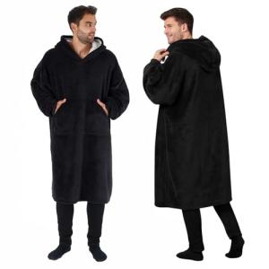 Sienna Extra Long Black Blanket Hoodie with Pockets