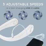 CUQOO Rechargeable Wearable Neck Fan with 360° Airflow