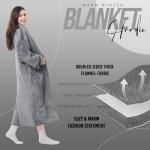Cozy Oversized Blanket Hoodie with Sleeves - Grey