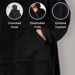 Sienna Extra Long Black Blanket Hoodie with Pockets