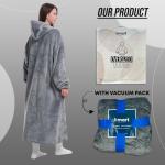 Cozy Oversized Blanket Hoodie with Sleeves - Grey