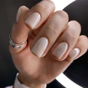 Modelones Short Square White Press On Nails Set