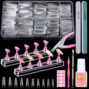 600PCS Clear Coffin Nail Tips with Accessories