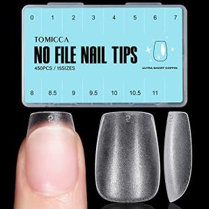 TOMICCA 450Pcs Extra Short Coffin Nail Tips