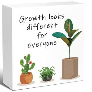 Inspirational Wood Block Sign for Growth Mindset
