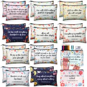 Inspirational Bible Verse Makeup and Toiletry Bags