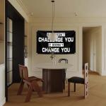 Funny Challenge Equals Change Motivational Wall Flag