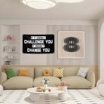 Funny Challenge Equals Change Motivational Wall Flag