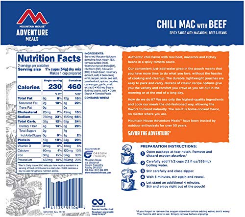Freeze-dried Chili Mac with Beef for Preppers