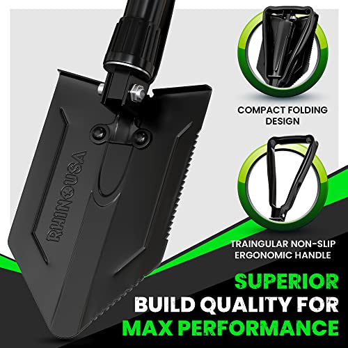Rhino USA Heavy Duty Survival Shovel with Pick