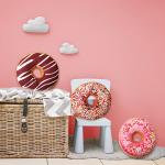 Cute Chocolate Donut Plush Throw Pillow - 3 Pack