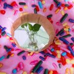 Pink Donut Throw Pillow - 14 Inch Set of 2