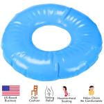Inflatable Blue Donut Pillow - 14-Inch Comfort