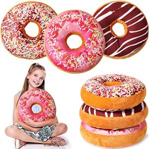 Cute Chocolate Donut Plush Throw Pillow - 3 Pack