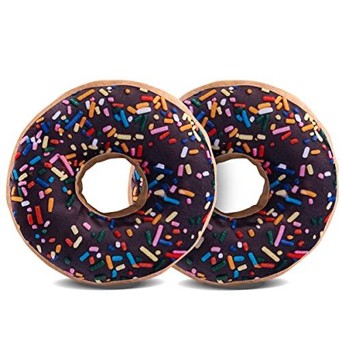 Chocolate Donut Pillow - Soft Plush 2 Pack