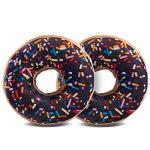 Chocolate Donut Pillow - Soft Plush 2 Pack