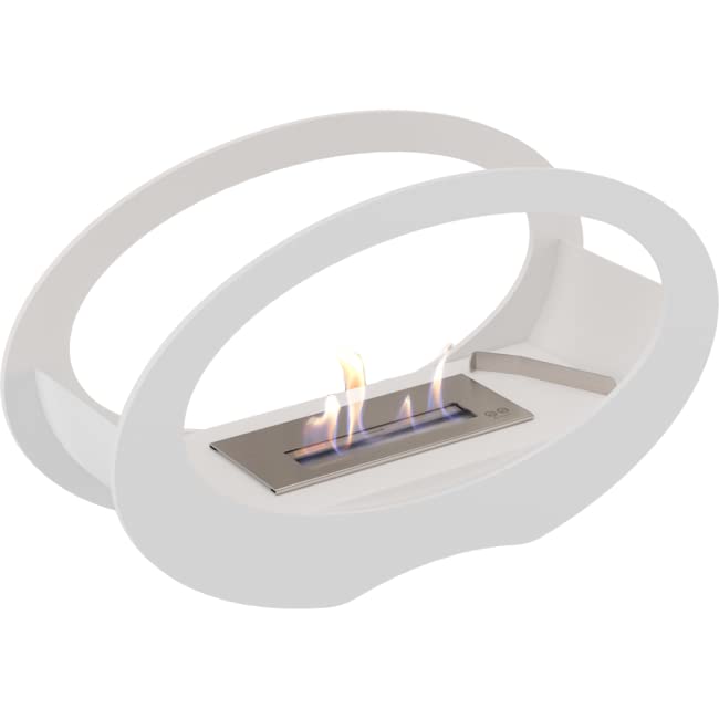 KRATKI Echo Bioethanol Fireplace + Pebbles Freestanding Oval Fire Pit