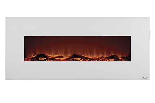 50-Inch White Electric Fireplace with Log or Crystal Flame