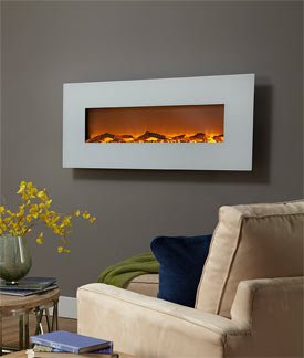50-Inch White Electric Fireplace with Log or Crystal Flame