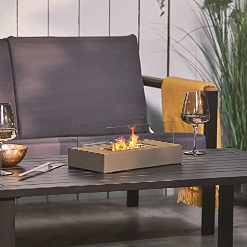 VonHaus Tabletop Bioethanol Fireplace - Portable, Windproof Glass