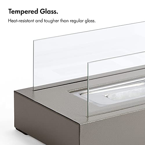 VonHaus Tabletop Bioethanol Fireplace - Portable, Windproof Glass