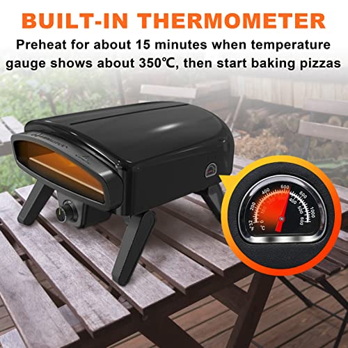14" Outdoor Gas Pizza Oven with Thermometer & Accessories