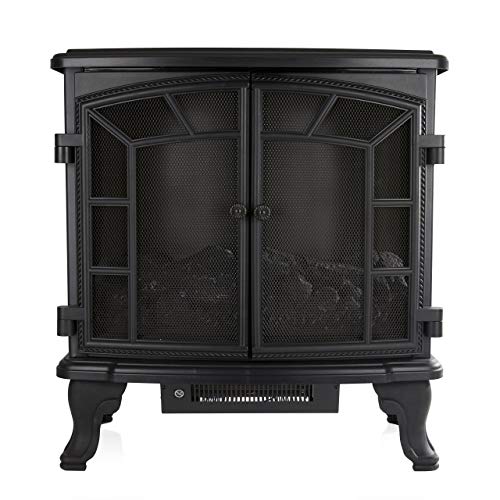 Warmlite Rochester Electric Double Door Fireplace Heater - Black