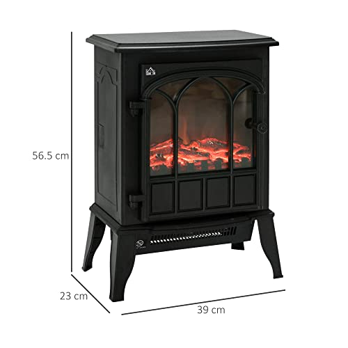 HOMCOM Electric Fireplace Stove LED Flame Effect 1000W/2000W Black