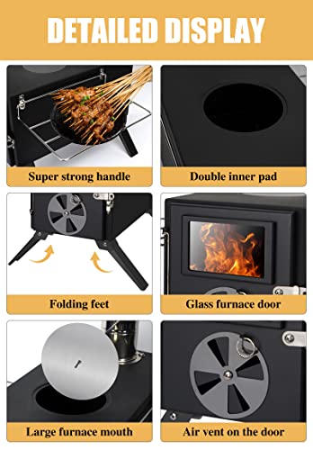 Portable Wood Burning Stove for Camping and Cooking