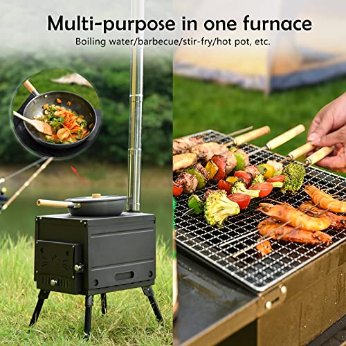 Outdoor Camping Stove with Chimney Pipes for Cooking