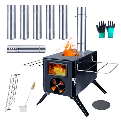 Portable Titanium Camp Wood Stove with Chimney