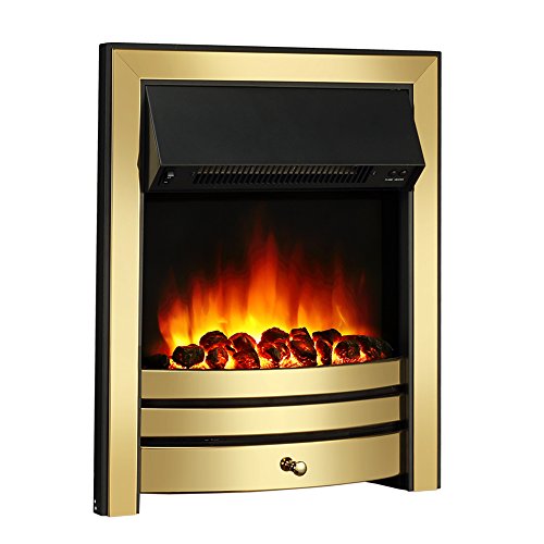 Roxby Electric Fire with Brass Trim - Programmable Remote