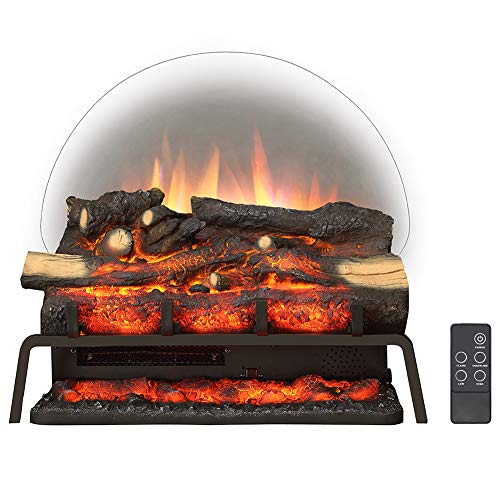 Portable Basket Electric Fire with Heater, Log Set, Remote Control