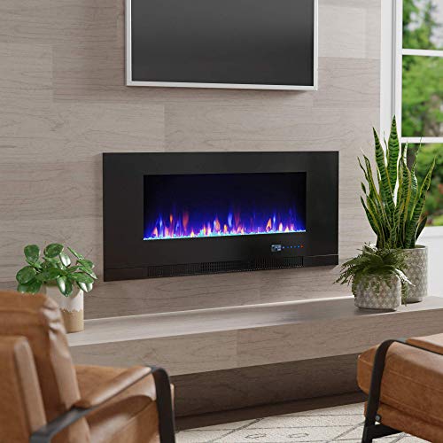 42" Wall-Mount Electric LED Multicolour 3D Heating Fireplace with Remote Control
