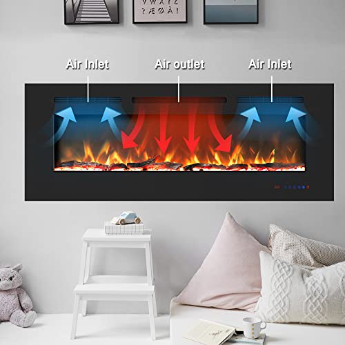 152cm Electric Fireplace Inserts, Recessed & Wall Mounted