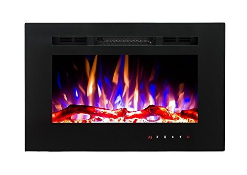26" Black Wall Mounted Electric Fire with 3 Color Flames