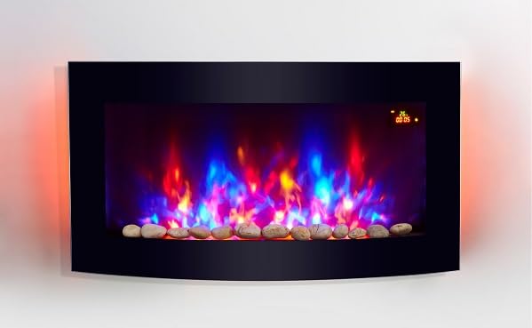 Arched Glass Wall Mounted Electric Fire (88cm wide)