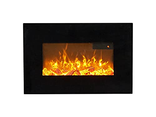 Electric Wall Mounted Fire, 26 Inch Black