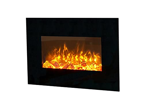 Electric Wall Mounted Fire, 26 Inch Black
