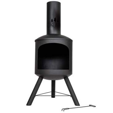 Black Steel Firepit - Contemporary Outdoor Chiminea