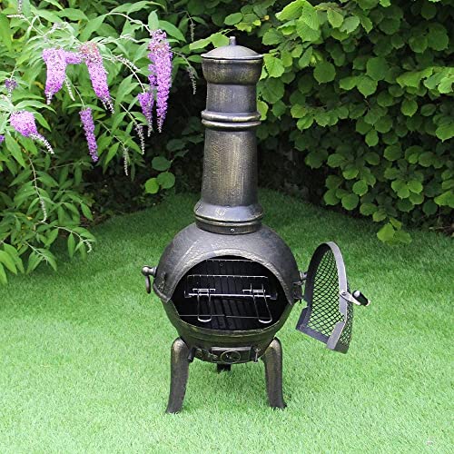 Outdoor Chiminea Fire Pit | 110cm Tall | Bronze Effect