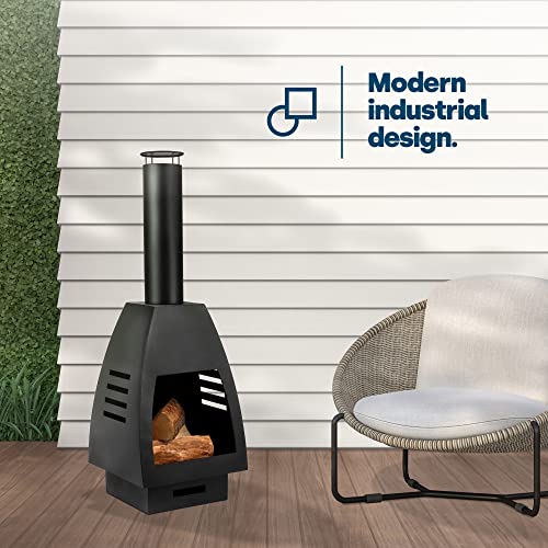 LIVIVO Seville Chiminea: Stylish Outdoor Heat with Wide Viewing