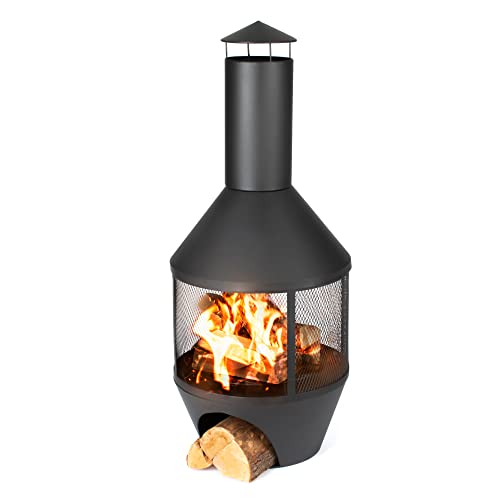 Mexican-Inspired Grey Chiminea for Wide Heat Output (107cm)
