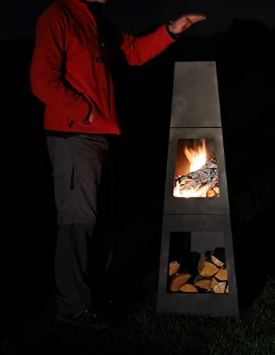 Radar Chimenea Style Fire Pit with Wood Storage