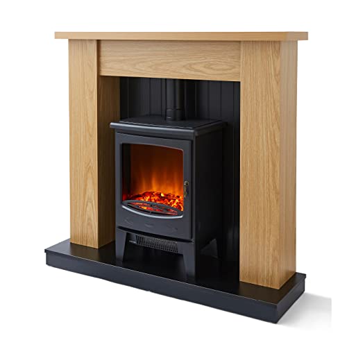 Warmlite Cambridge Fireplace Stove Suite - 1850W Black