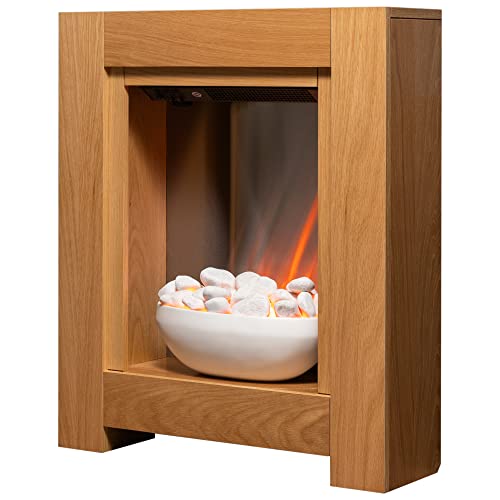 Oak Electric Fire Suite: 23" Monet Fireplace