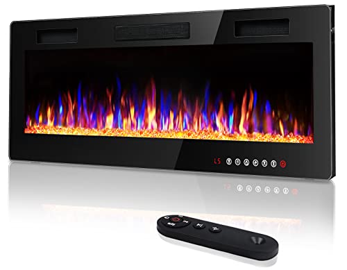 Vitesse 50" Electric Fireplace Heater with Multicolor Flame