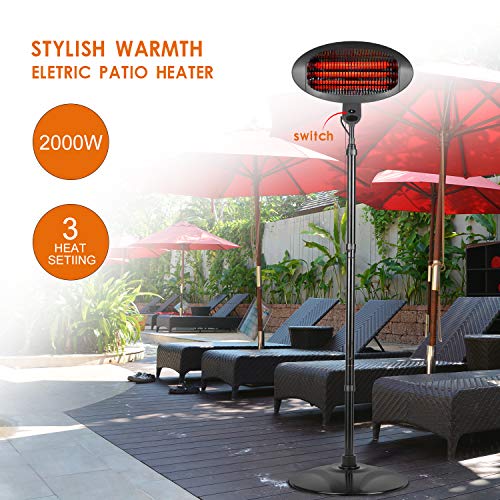 Bigzzia Electric Patio Heater with 3 Heating Modes