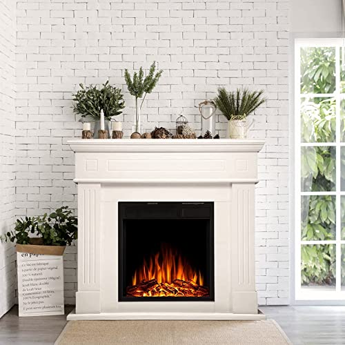 R.W.FLAME Wooden Surround Electric Fireplace with Adjustable LED Flame
