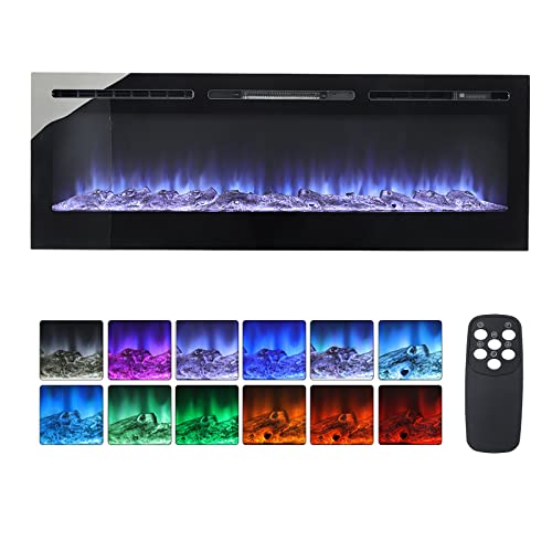 Electric Fireplace Wall Mounted (152cm/60in, Black)